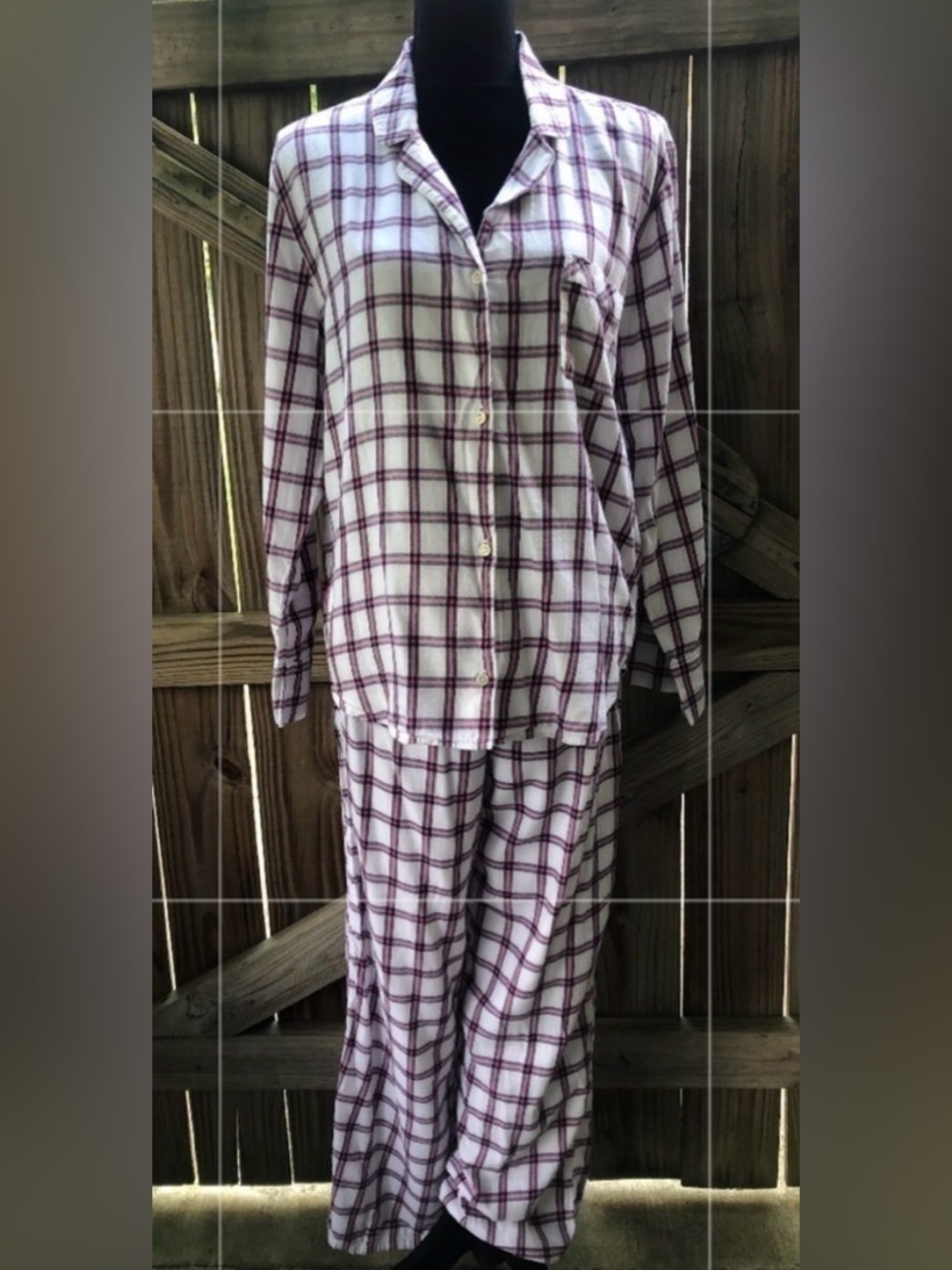 Victoria’s Secret Long Sleeve Pink Plaid Button Up Drawstring Pajama Set Size L - Picture 2 of 10